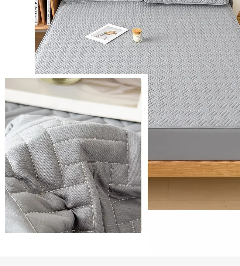 Three-Piece Quilted Bed Sheet Set, Skin-Friendly, Non-Slip, Quilted Bed Cover, Single Student Dormitory, Washable Mattress Protector — feature 7