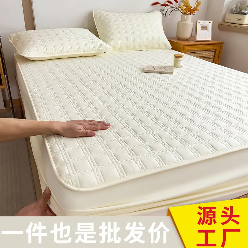 Three-Piece Quilted Bed Sheet Set, Skin-Friendly, Non-Slip, Quilted Bed Cover, Single Student Dormitory, Washable Mattress Protector - Image 12
