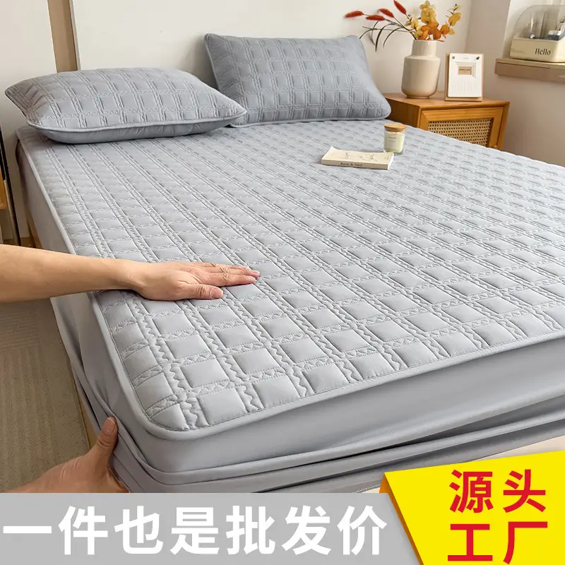 Three-Piece Quilted Bed Sheet Set, Skin-Friendly, Non-Slip, Quilted Bed Cover, Single Student Dormitory, Washable Mattress Protector - Image 14