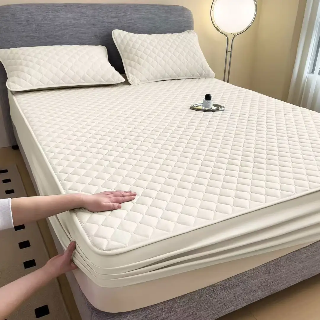 Three-Piece Quilted Bed Sheet Set, Skin-Friendly, Non-Slip, Quilted Bed Cover, Single Student Dormitory, Washable Mattress Protector - Image 18