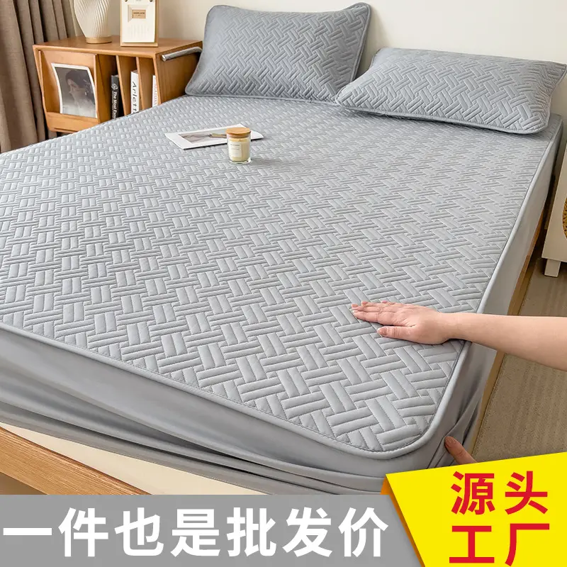 Three-Piece Quilted Bed Sheet Set, Skin-Friendly, Non-Slip, Quilted Bed Cover, Single Student Dormitory, Washable Mattress Protector - Image 2
