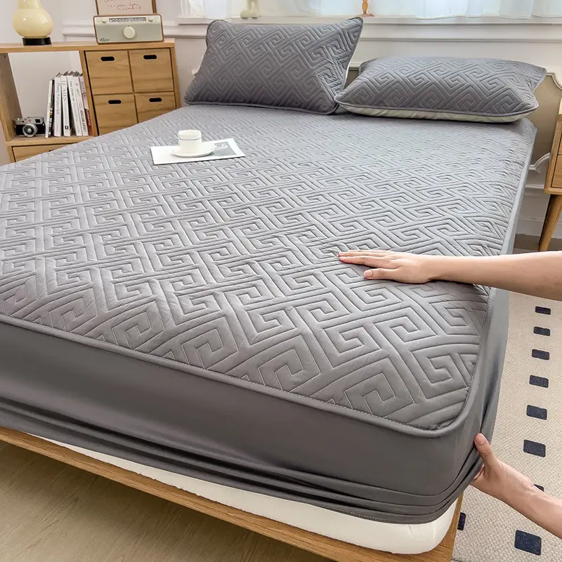Three-Piece Quilted Bed Sheet Set, Skin-Friendly, Non-Slip, Quilted Bed Cover, Single Student Dormitory, Washable Mattress Protector - Image 24