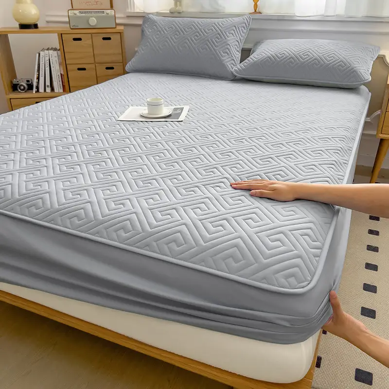 Three-Piece Quilted Bed Sheet Set, Skin-Friendly, Non-Slip, Quilted Bed Cover, Single Student Dormitory, Washable Mattress Protector - Image 25