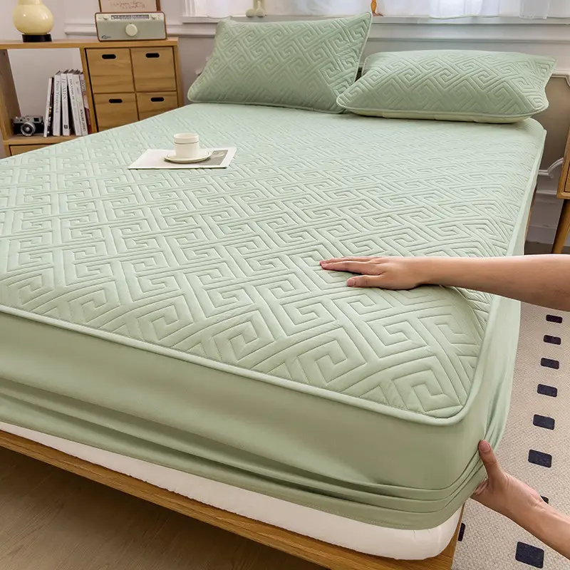 Three-Piece Quilted Bed Sheet Set, Skin-Friendly, Non-Slip, Quilted Bed Cover, Single Student Dormitory, Washable Mattress Protector - Image 26