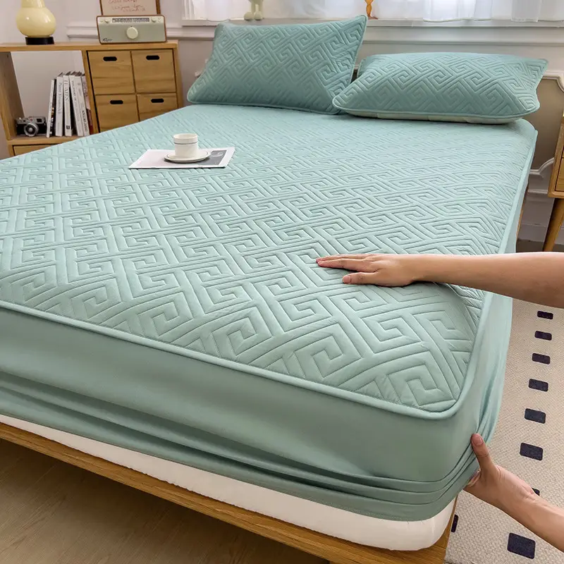 Three-Piece Quilted Bed Sheet Set, Skin-Friendly, Non-Slip, Quilted Bed Cover, Single Student Dormitory, Washable Mattress Protector - Image 27