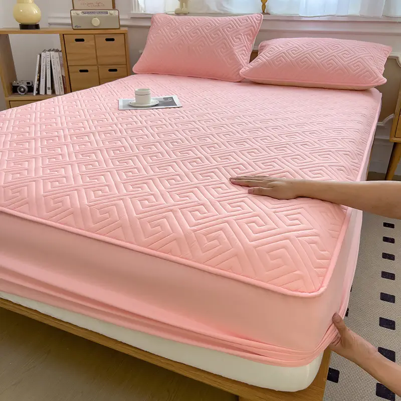 Three-Piece Quilted Bed Sheet Set, Skin-Friendly, Non-Slip, Quilted Bed Cover, Single Student Dormitory, Washable Mattress Protector - Image 28