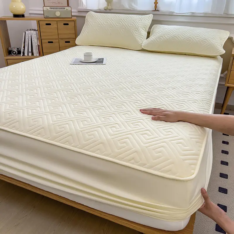 Three-Piece Quilted Bed Sheet Set, Skin-Friendly, Non-Slip, Quilted Bed Cover, Single Student Dormitory, Washable Mattress Protector - Image 29