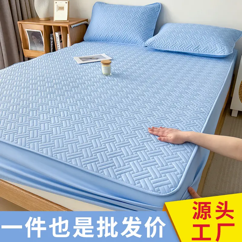Three-Piece Quilted Bed Sheet Set, Skin-Friendly, Non-Slip, Quilted Bed Cover, Single Student Dormitory, Washable Mattress Protector - Image 3