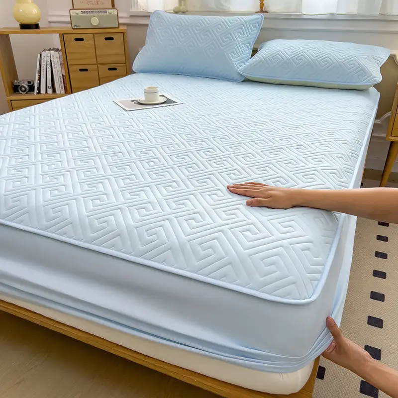 Three-Piece Quilted Bed Sheet Set, Skin-Friendly, Non-Slip, Quilted Bed Cover, Single Student Dormitory, Washable Mattress Protector - Image 30