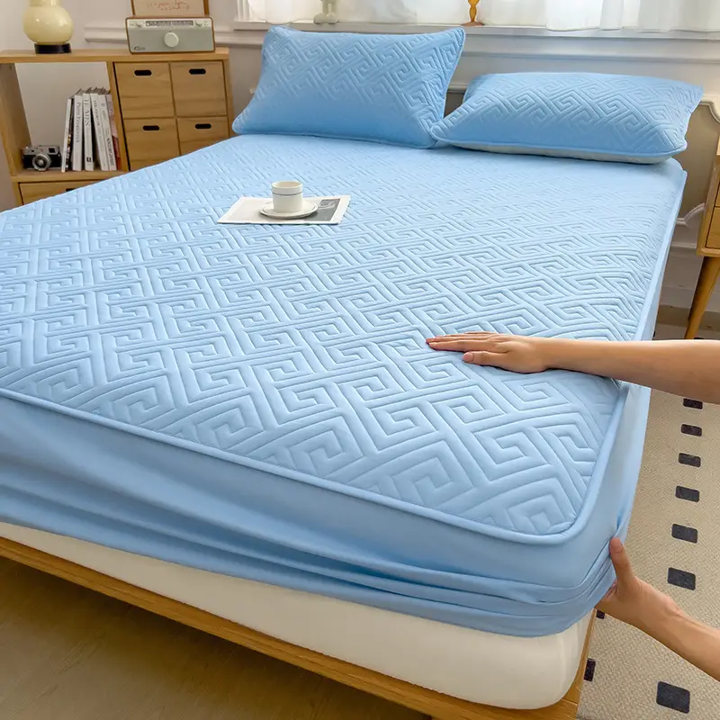 Three-Piece Quilted Bed Sheet Set, Skin-Friendly, Non-Slip, Quilted Bed Cover, Single Student Dormitory, Washable Mattress Protector - Image 31