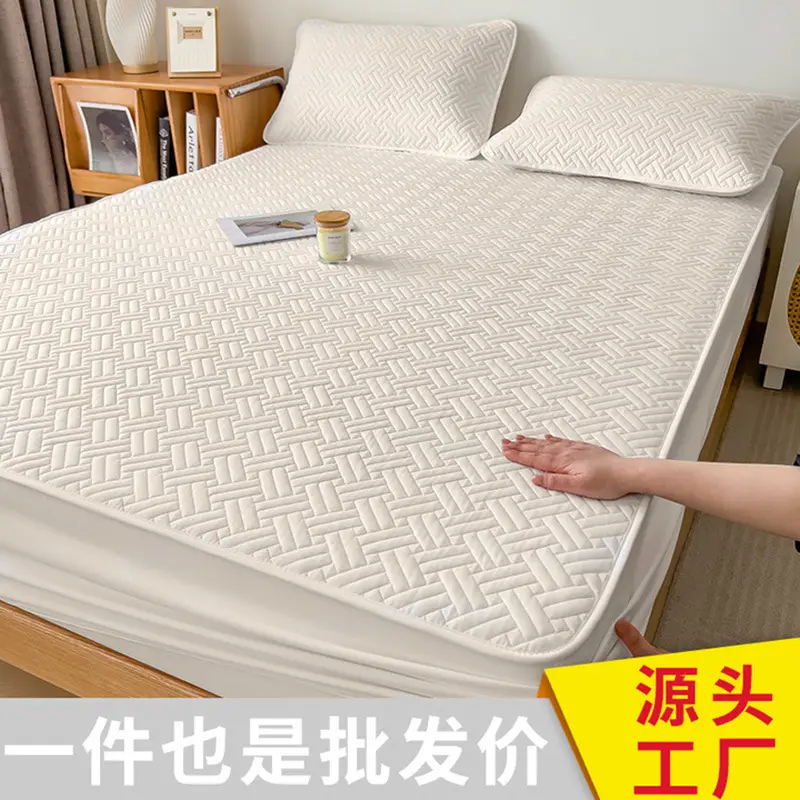 Three-Piece Quilted Bed Sheet Set, Skin-Friendly, Non-Slip, Quilted Bed Cover, Single Student Dormitory, Washable Mattress Protector - Image 4