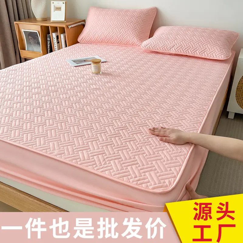 Three-Piece Quilted Bed Sheet Set, Skin-Friendly, Non-Slip, Quilted Bed Cover, Single Student Dormitory, Washable Mattress Protector - Image 6
