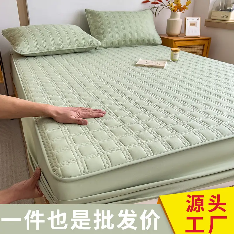 Three-Piece Quilted Bed Sheet Set, Skin-Friendly, Non-Slip, Quilted Bed Cover, Single Student Dormitory, Washable Mattress Protector - Image 9