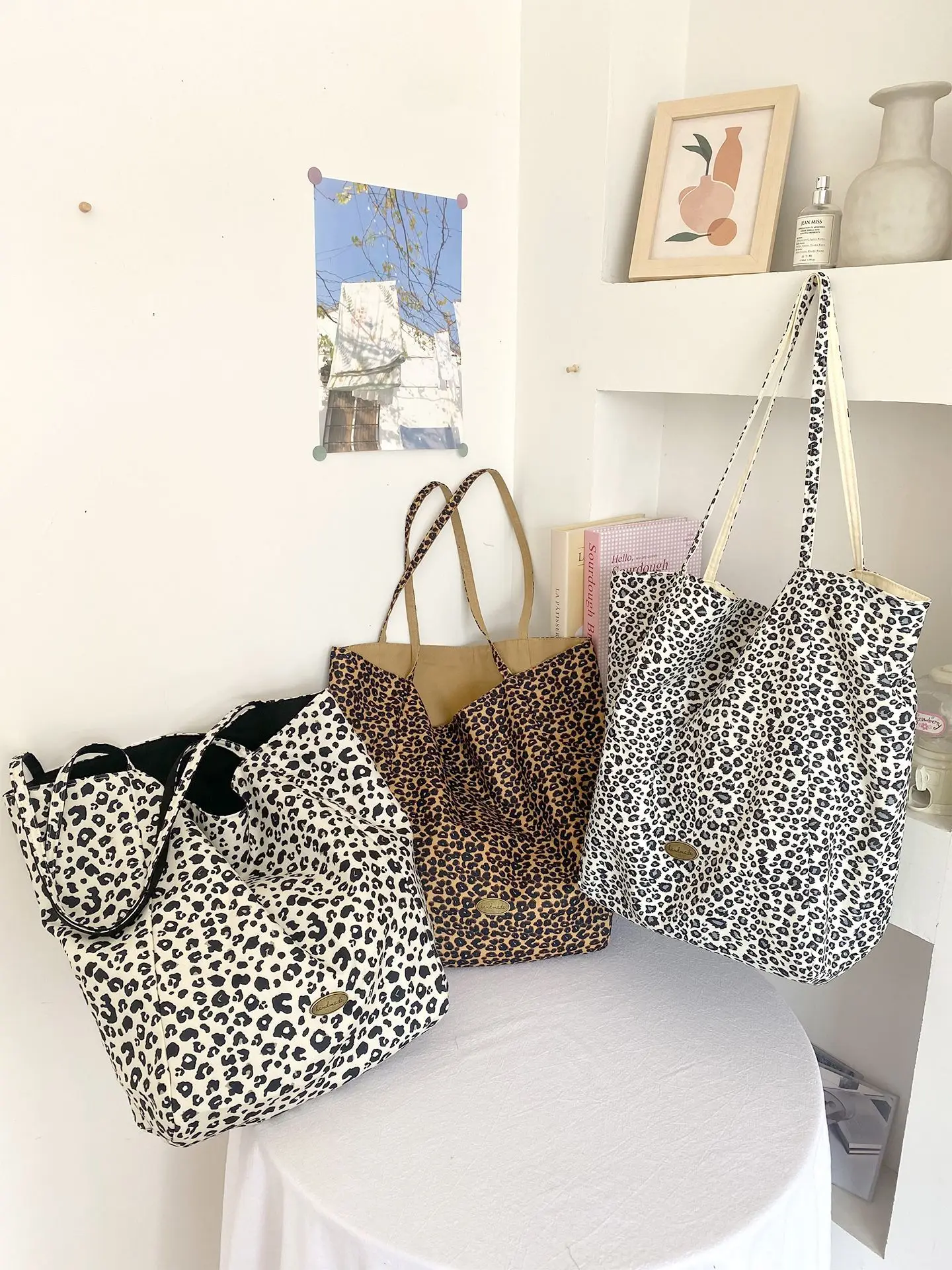 Vintage Leopard Print Double Shoulder Bag - Image 4