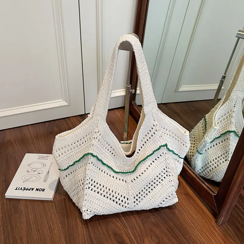 2025 Blue Crochet Large Capacity Shoulder Tote Bag — feature 32