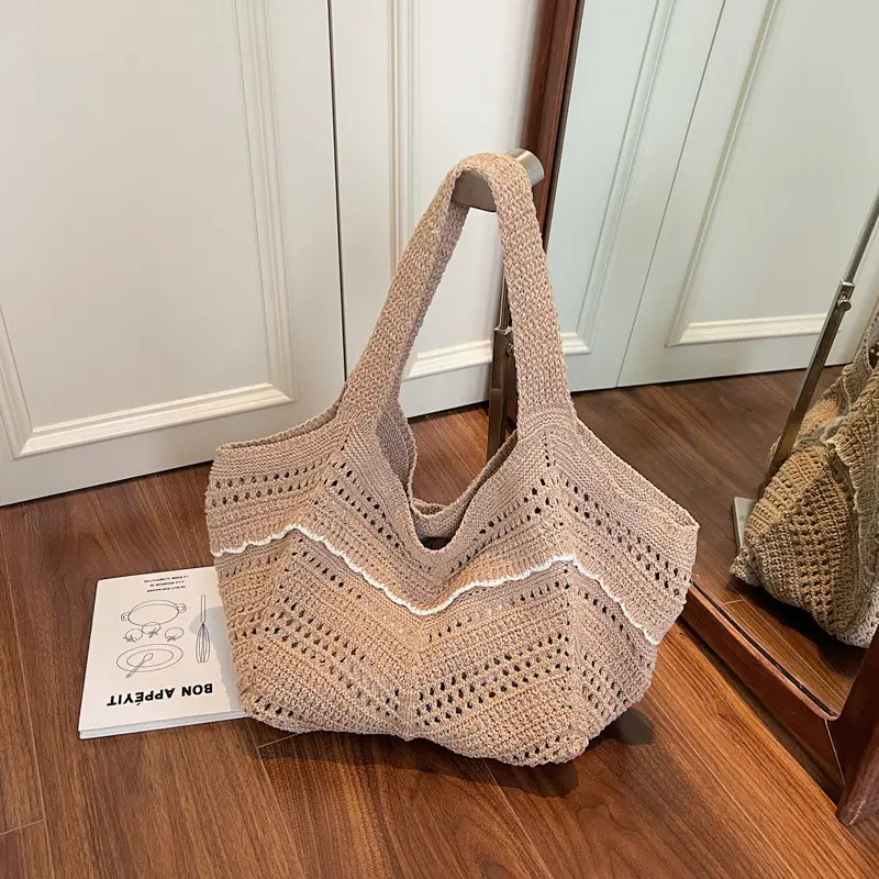 2025 Blue Crochet Large Capacity Shoulder Tote Bag — feature 33