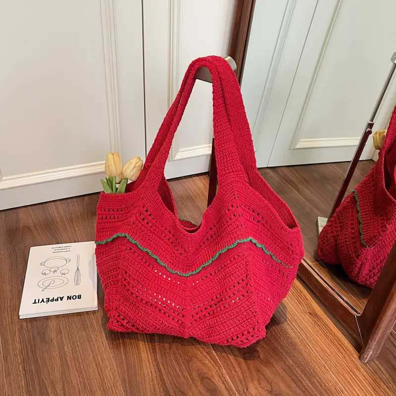 2025 Blue Crochet Large Capacity Shoulder Tote Bag — feature 34