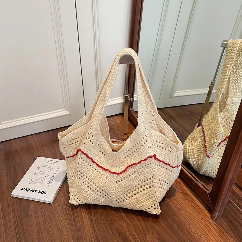 2025 Blue Crochet Large Capacity Shoulder Tote Bag - Image 3