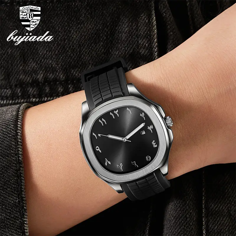 Men's Black Silicone Sports Watch with Quartz Movement - Image 7