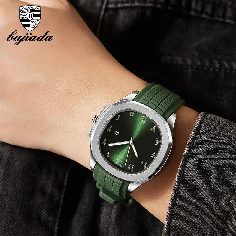 Men's Black Silicone Sports Watch with Quartz Movement - Image 9