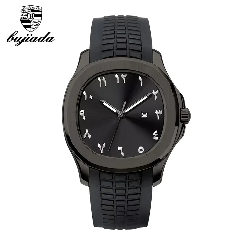 Men's Black Silicone Sports Watch with Quartz Movement - Image 2