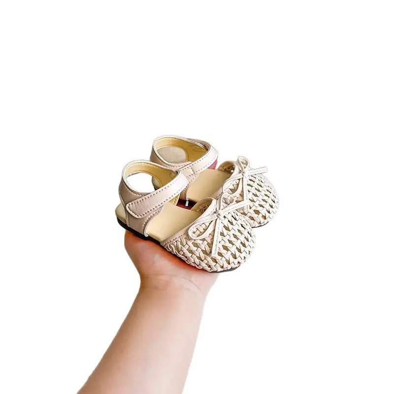 Baby Girl Sandals Summer Brown White Lace Sole