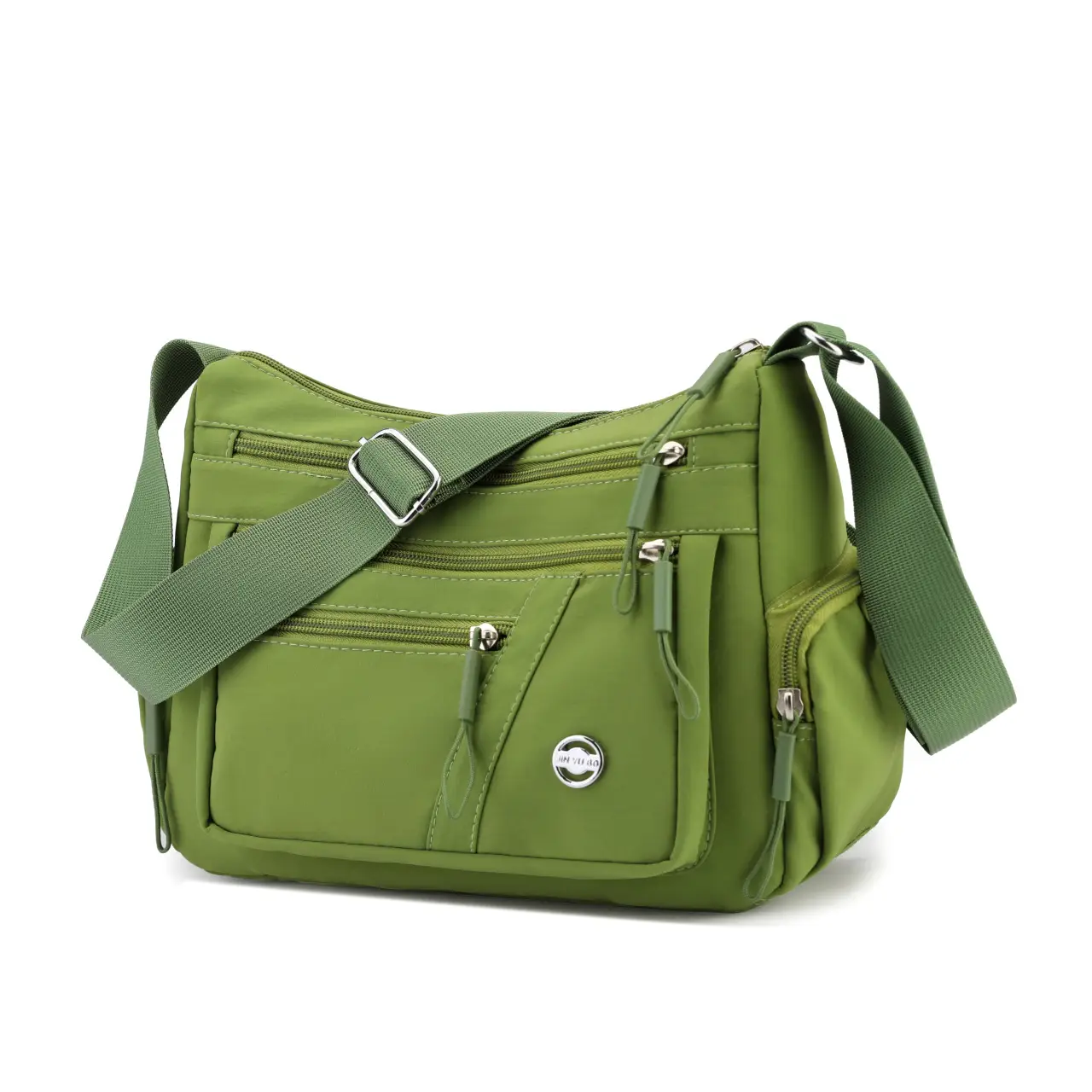 Multi-Compartment Shoulder Crossbody Bag Black Nylon Travel Bag - Image 2