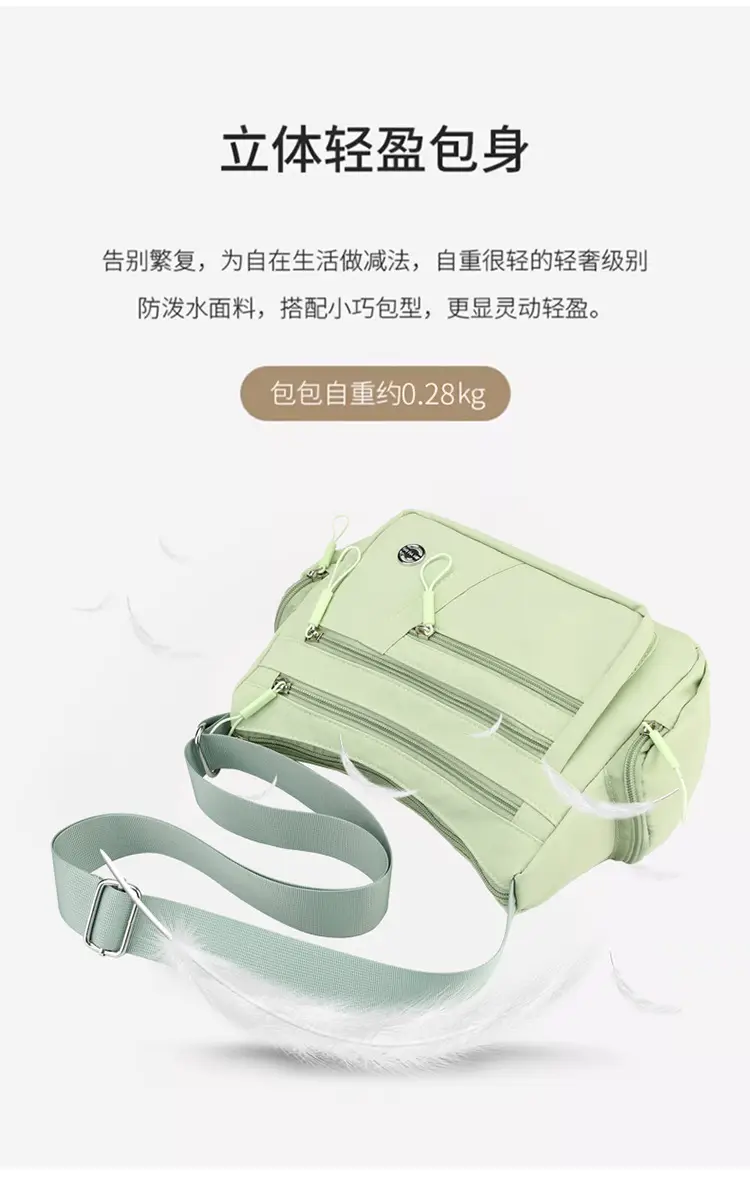 Multi-Compartment Shoulder Crossbody Bag Black Nylon Travel Bag — feature 10