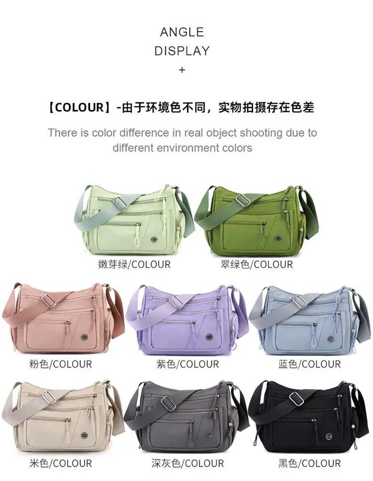 Multi-Compartment Shoulder Crossbody Bag Black Nylon Travel Bag — feature 2