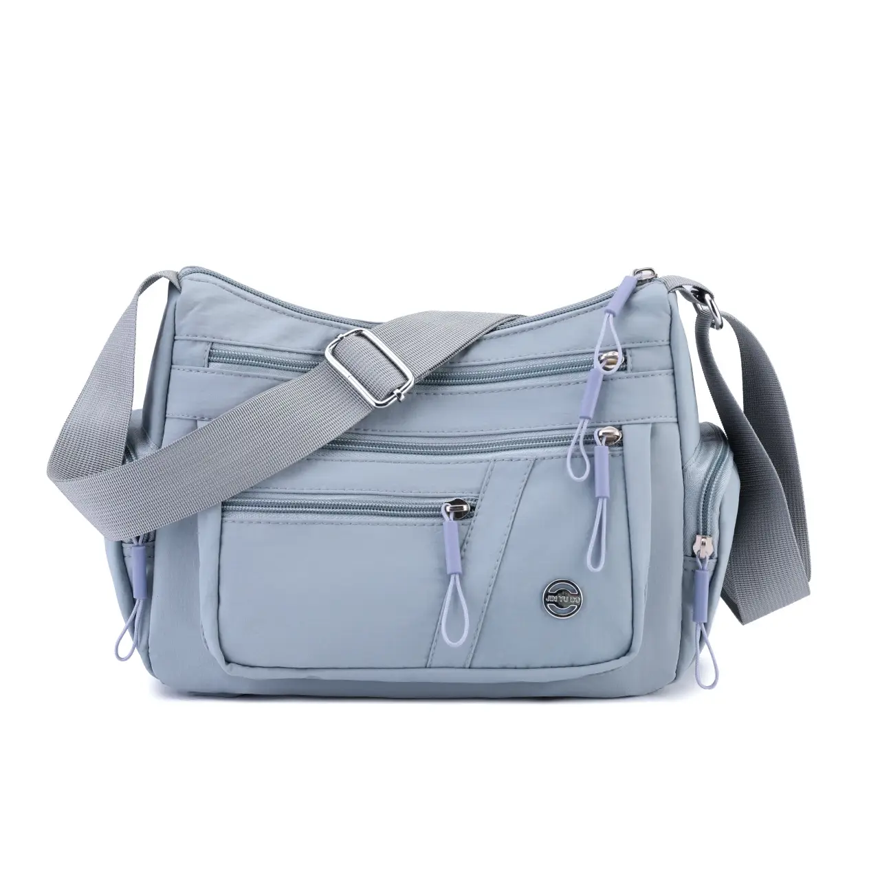 Multi-Compartment Shoulder Crossbody Bag Black Nylon Travel Bag — feature 45