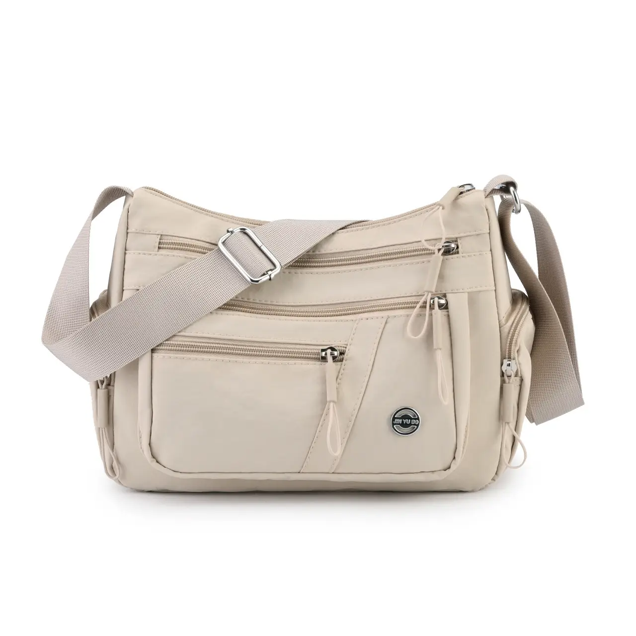 Multi-Compartment Shoulder Crossbody Bag Black Nylon Travel Bag — feature 47