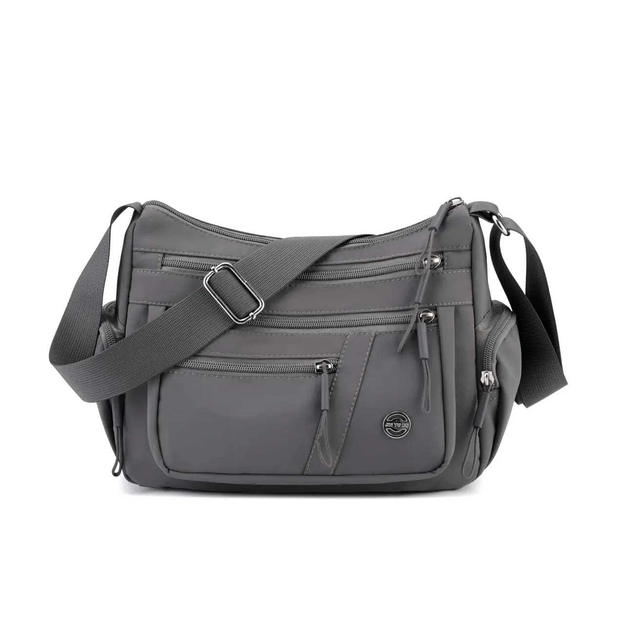 Multi-Compartment Shoulder Crossbody Bag Black Nylon Travel Bag — feature 48