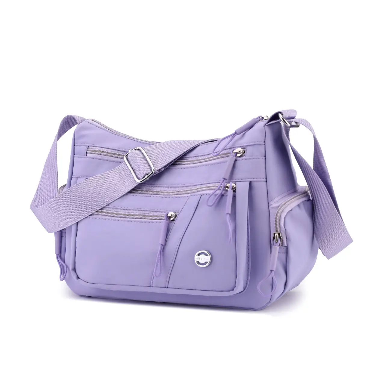 Multi-Compartment Shoulder Crossbody Bag Black Nylon Travel Bag - Image 4