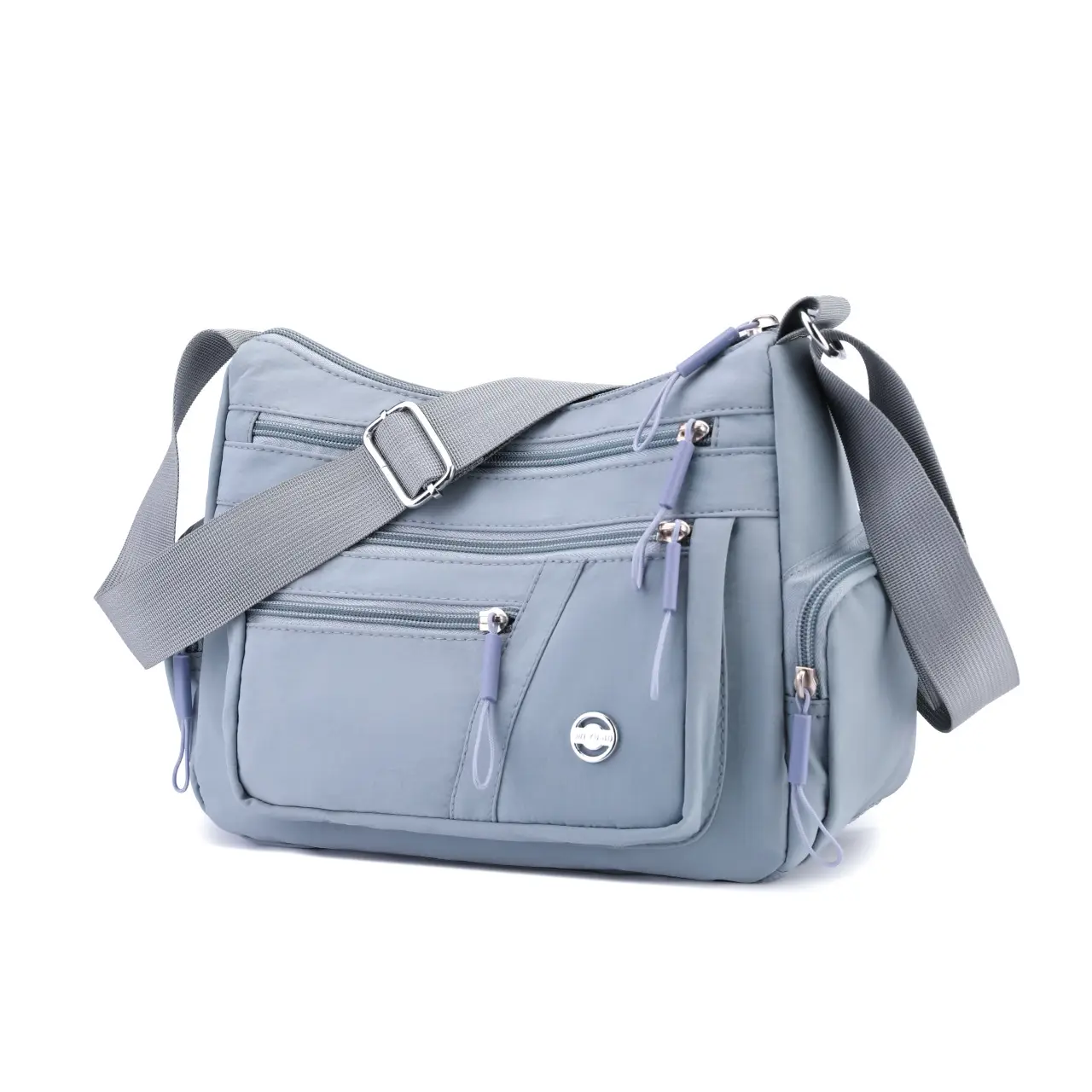 Multi-Compartment Shoulder Crossbody Bag Black Nylon Travel Bag - Image 5