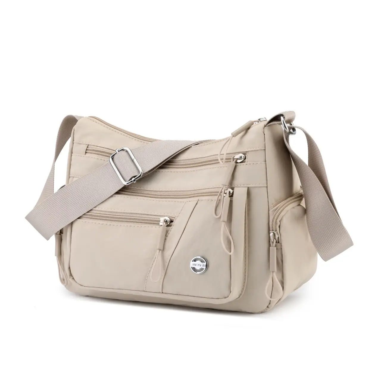 Multi-Compartment Shoulder Crossbody Bag Black Nylon Travel Bag - Image 6