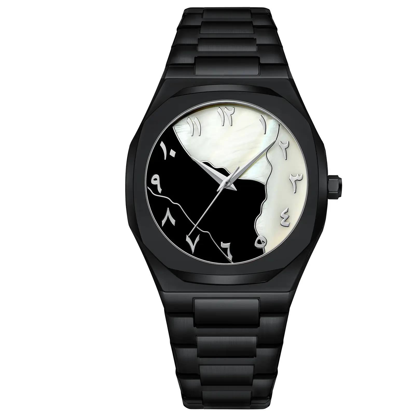 Men's Arabic Numeral Steel Wristwatch Silver Band - Image 6