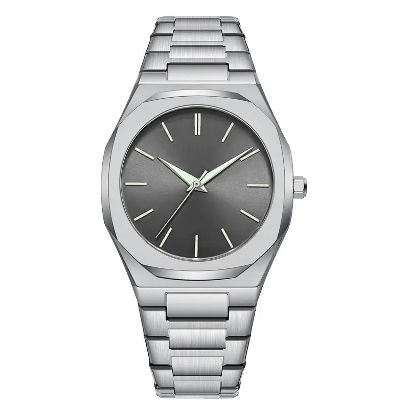 Men's Arabic Numeral Steel Wristwatch Silver Band - Image 14