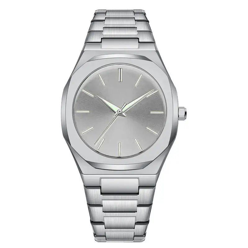 Men's Arabic Numeral Steel Wristwatch Silver Band - Image 15