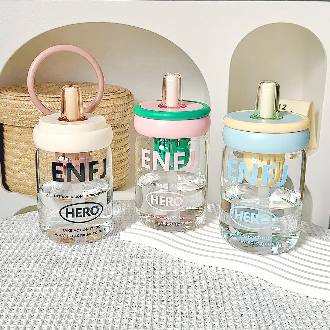Cute Water Cup for Girls, High-Quality Glass Cup, Office Tea Cup, Fruit Tea Cup, Straw Cup, Transparent Coffee Cup — feature 2