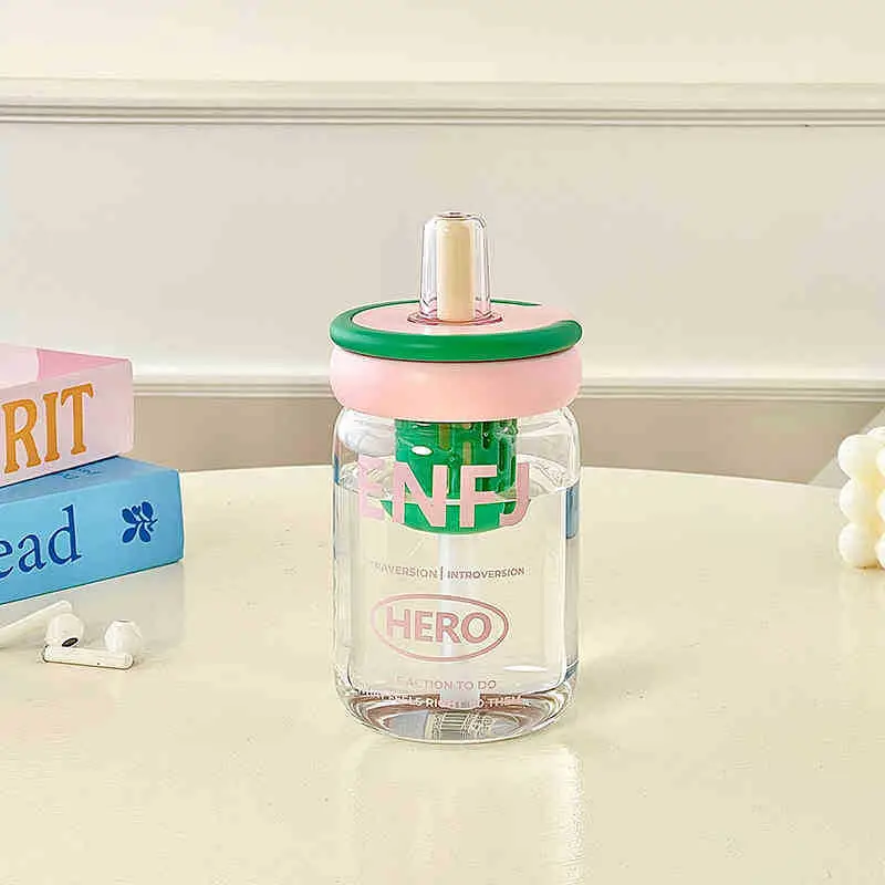 Cute Water Cup for Girls, High-Quality Glass Cup, Office Tea Cup, Fruit Tea Cup, Straw Cup, Transparent Coffee Cup - Image 6