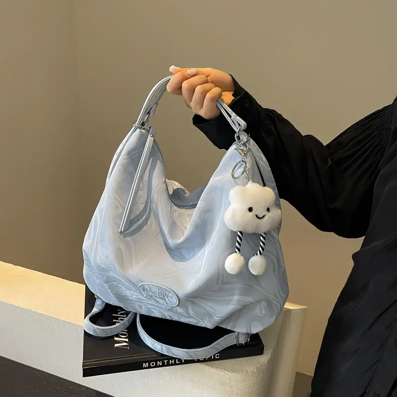 Light Blue Cute Bear Hook Tote Bag for Women - Image 5