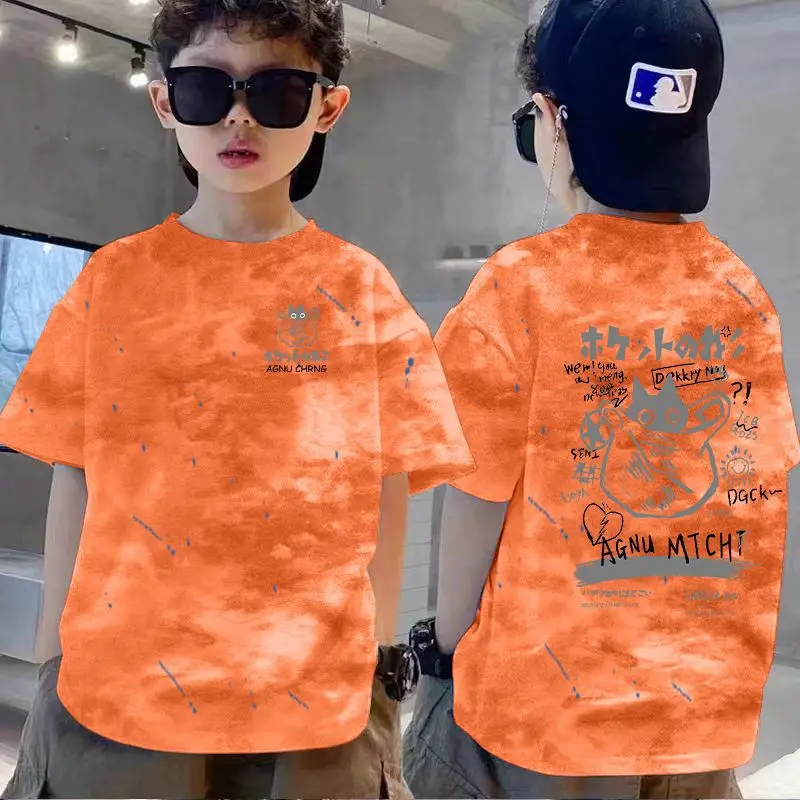 100% Cotton Boys T-Shirt Red White Loose Summer Kids - Image 14