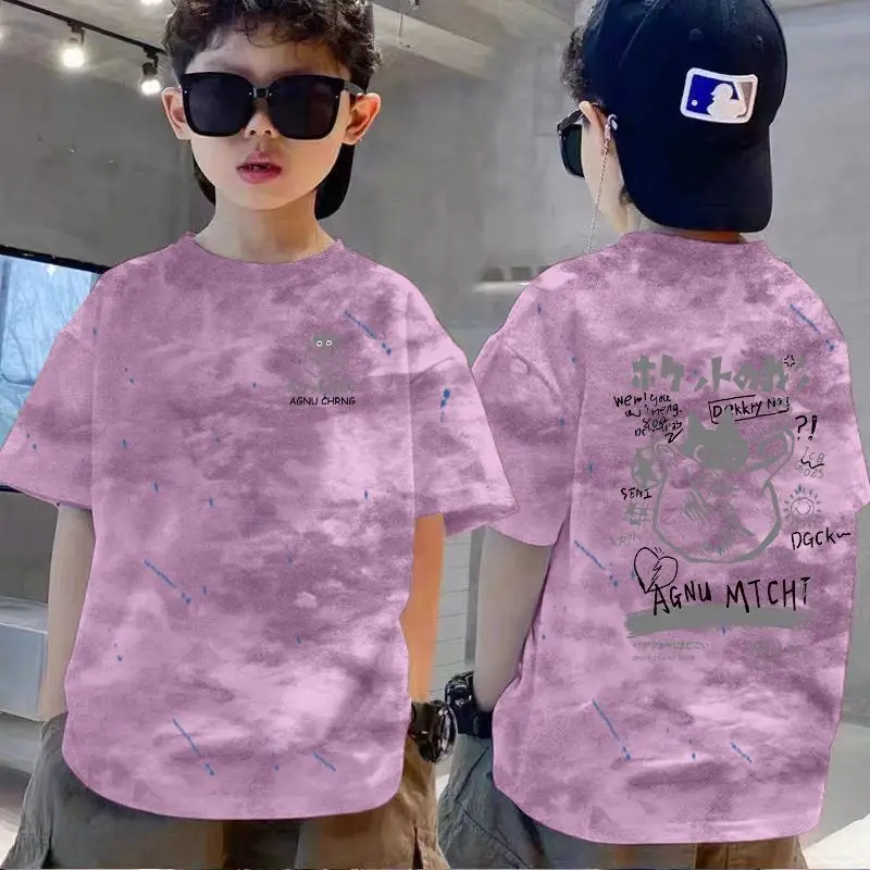 100% Cotton Boys T-Shirt Red White Loose Summer Kids - Image 16