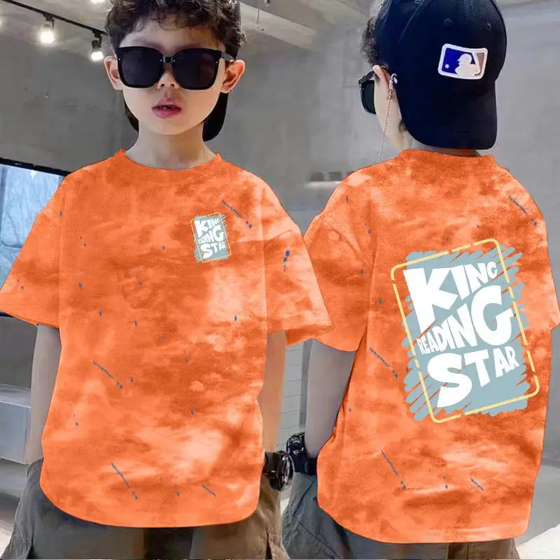 100% Cotton Boys T-Shirt Red White Loose Summer Kids - Image 18