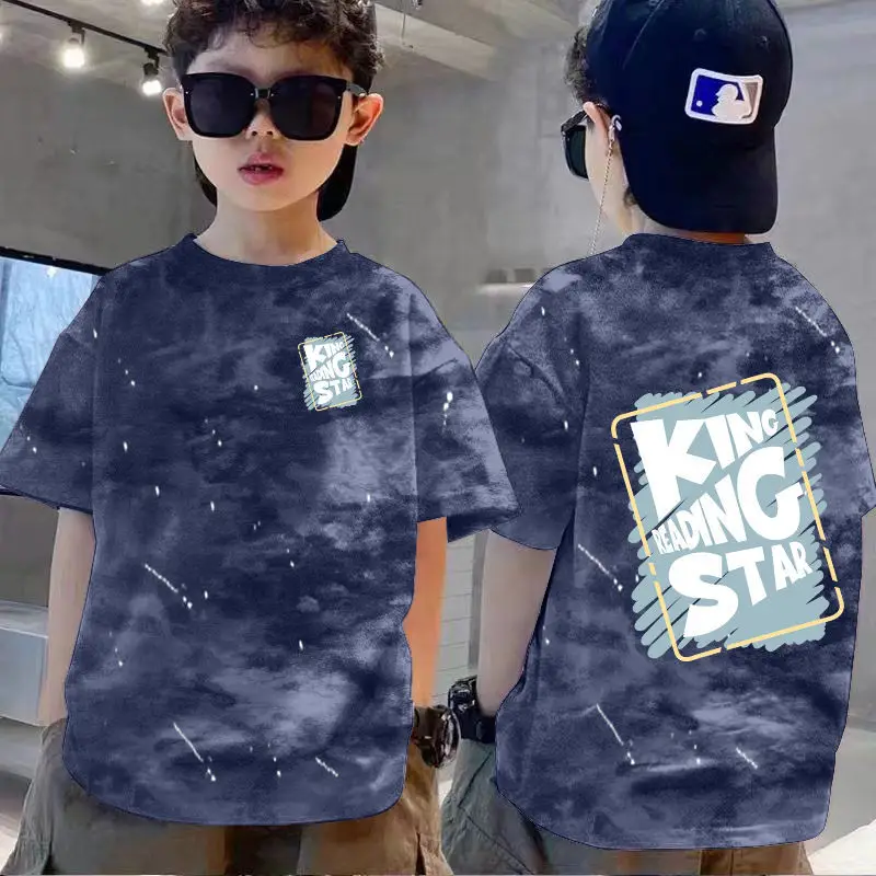 100% Cotton Boys T-Shirt Red White Loose Summer Kids - Image 19
