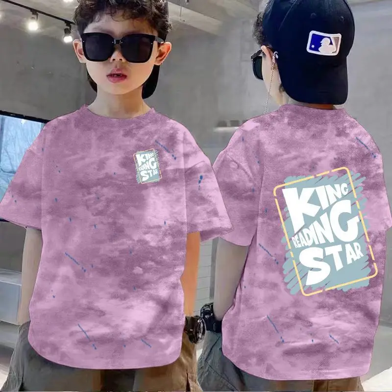 100% Cotton Boys T-Shirt Red White Loose Summer Kids - Image 20