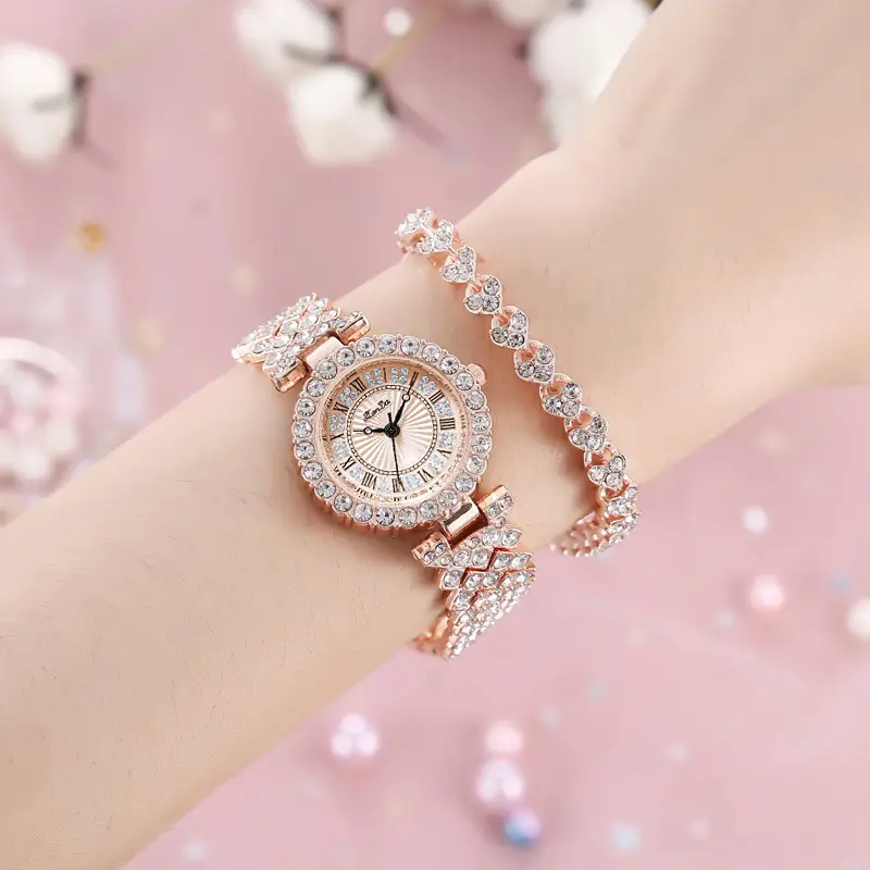 Jinlangda Women's Watch Full Diamond Roman Numerals Quartz