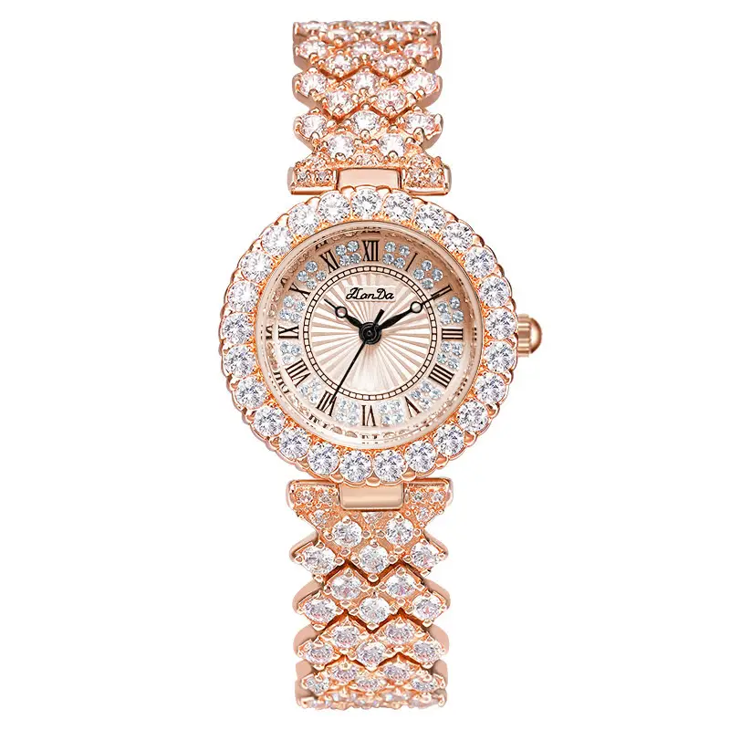 Jinlangda Women's Watch Full Diamond Roman Numerals Quartz