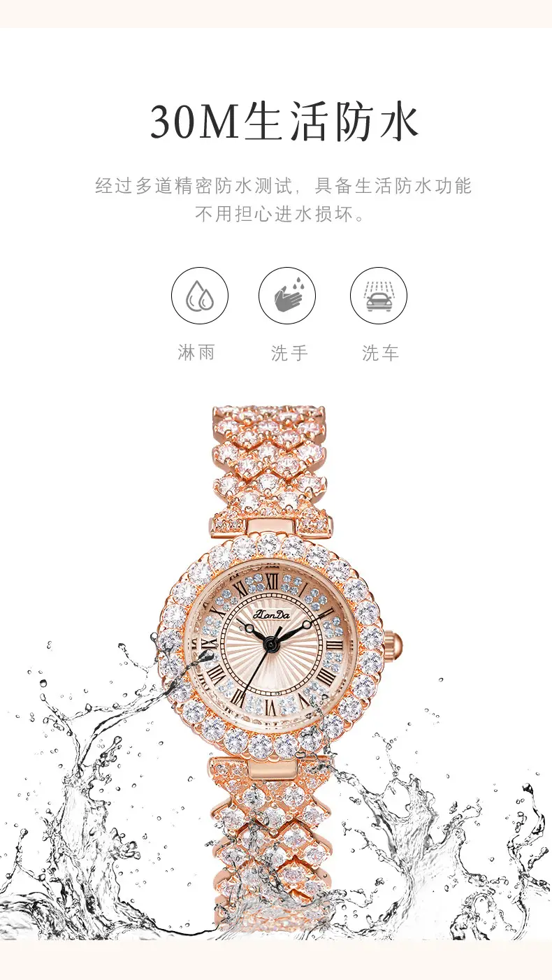 Jinlangda Women's Watch Full Diamond Roman Numerals Quartz — feature 10