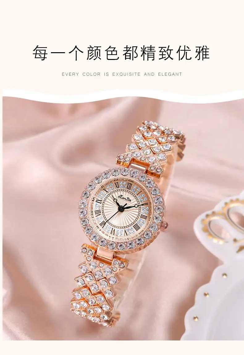 Jinlangda Women's Watch Full Diamond Roman Numerals Quartz — feature 6